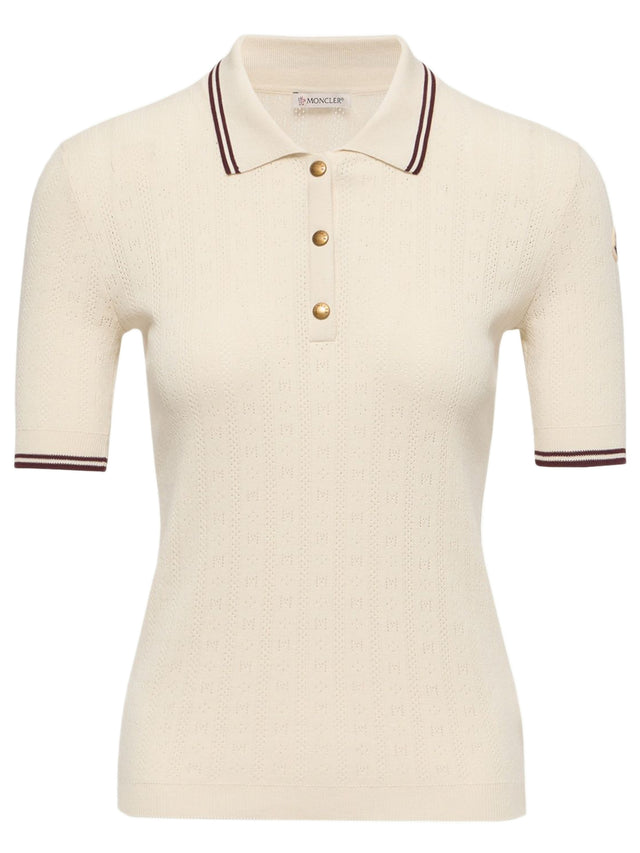Rhombus & Logo Pattern Cotton Polo Shirt