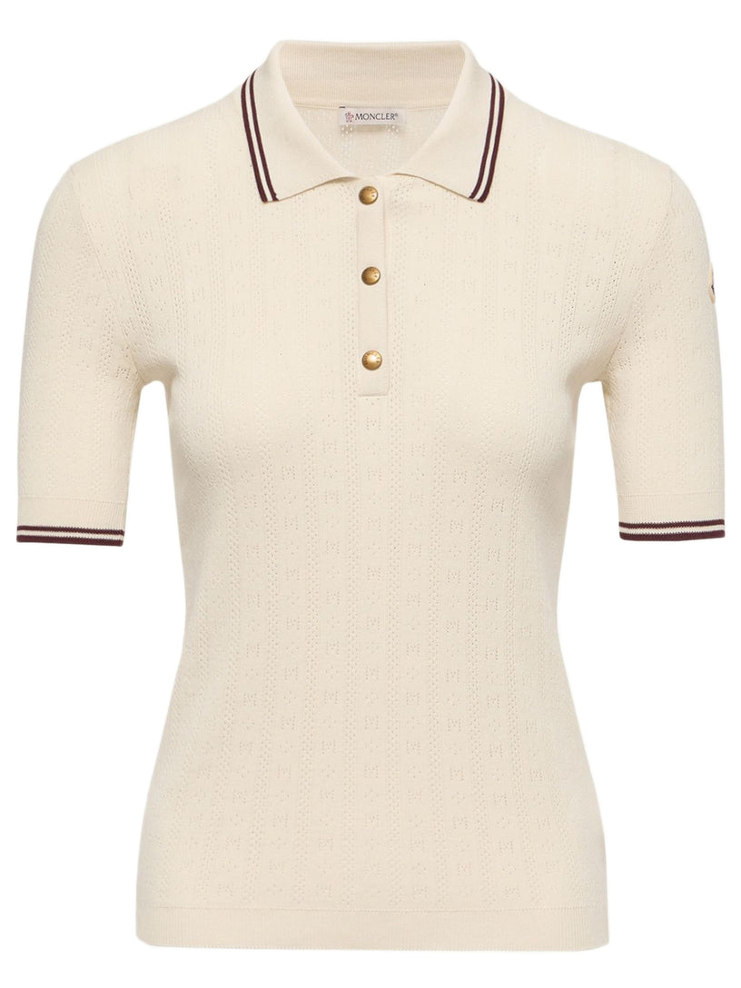 Rhombus & Logo Pattern Cotton Polo Shirt