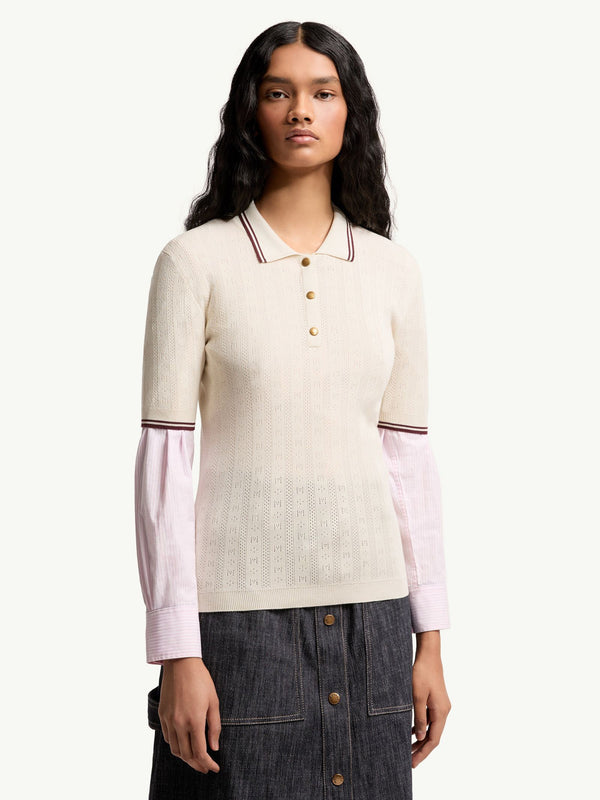 Rhombus & Logo Pattern Cotton Polo Shirt