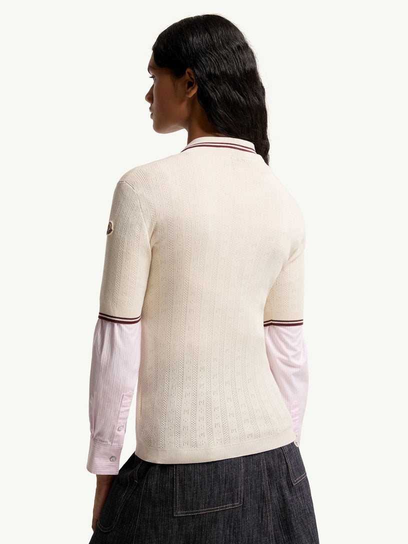 Rhombus & Logo Pattern Cotton Polo Shirt