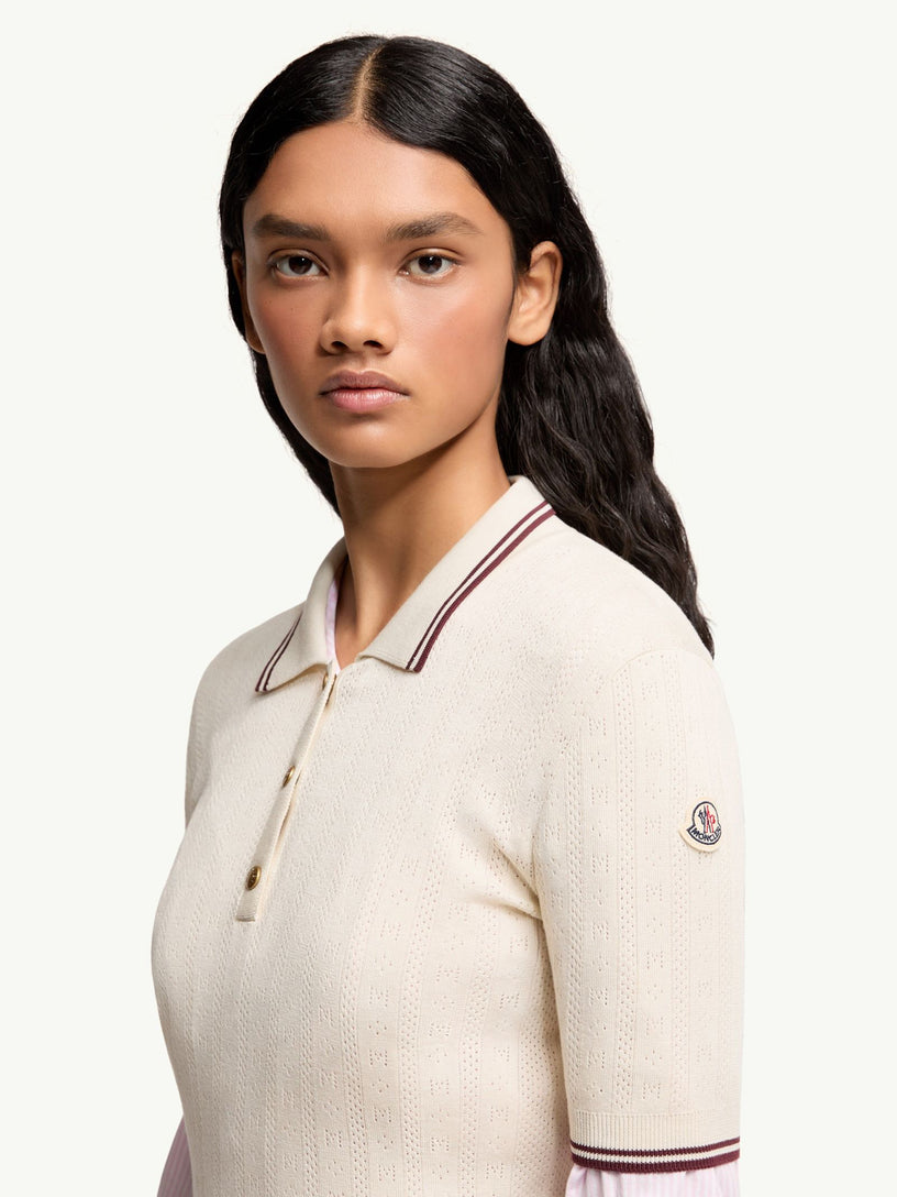 Rhombus & Logo Pattern Cotton Polo Shirt