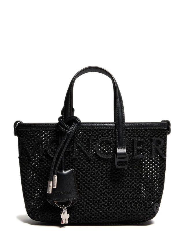 Very mesh and leather tote bag
