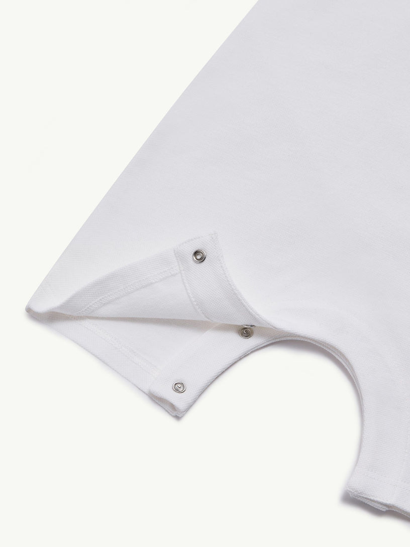 Cotton piquet romper with tricolour hem