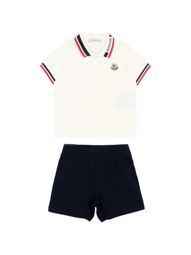 Tricolour-Trimmed Cotton Piquet Set