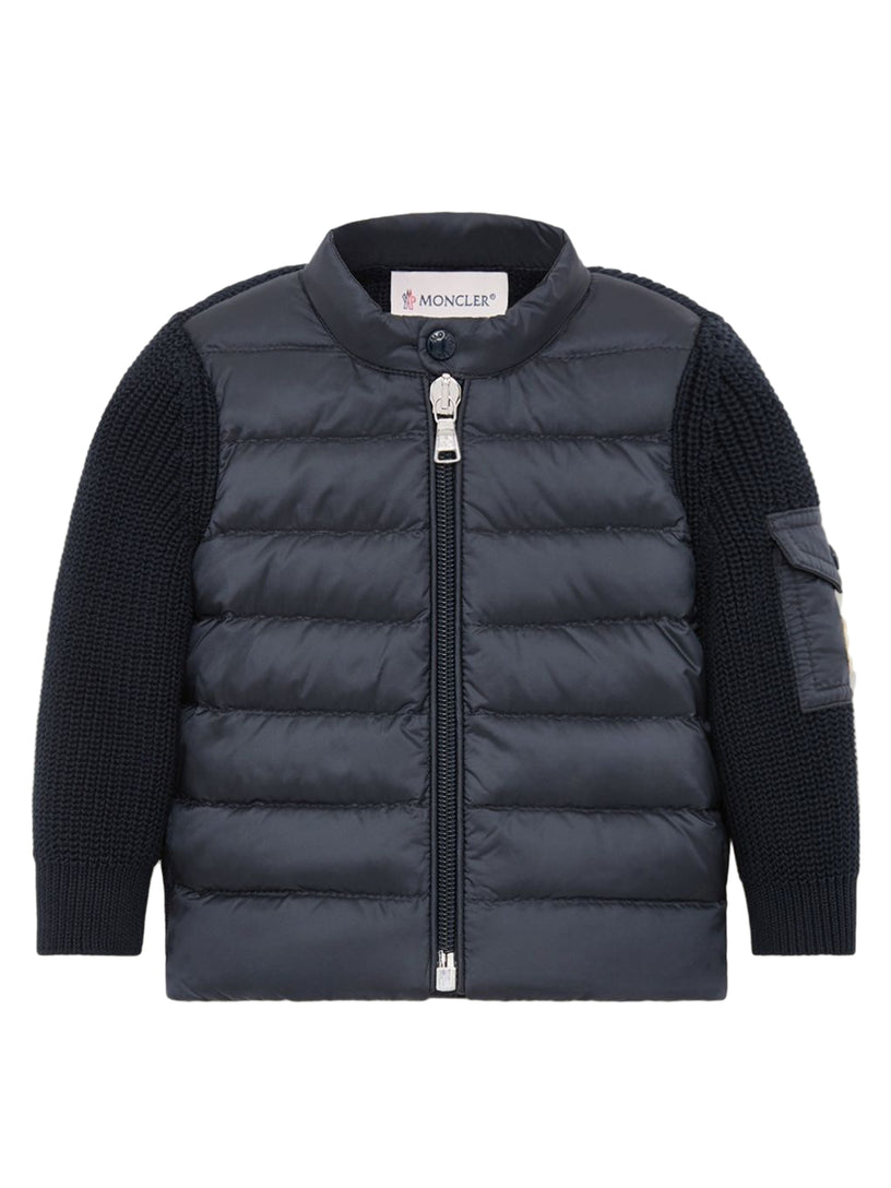 Padded Cotton Zip-Up Cardigan