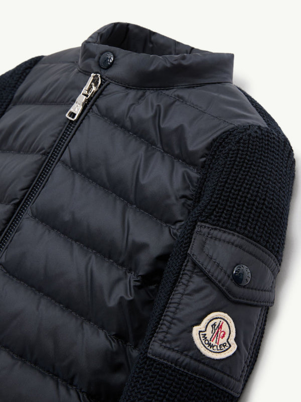 Padded Cotton Zip-Up Cardigan
