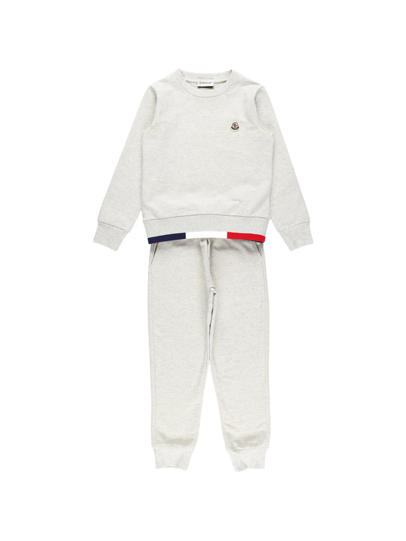 Cotton tricolor hem tracksuit set