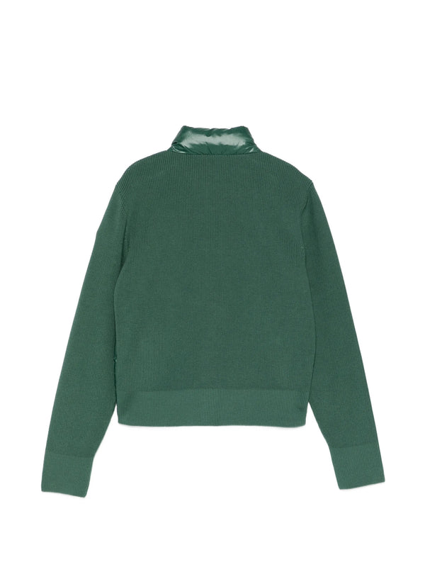 Tricolor padded cotton cardigan with zip