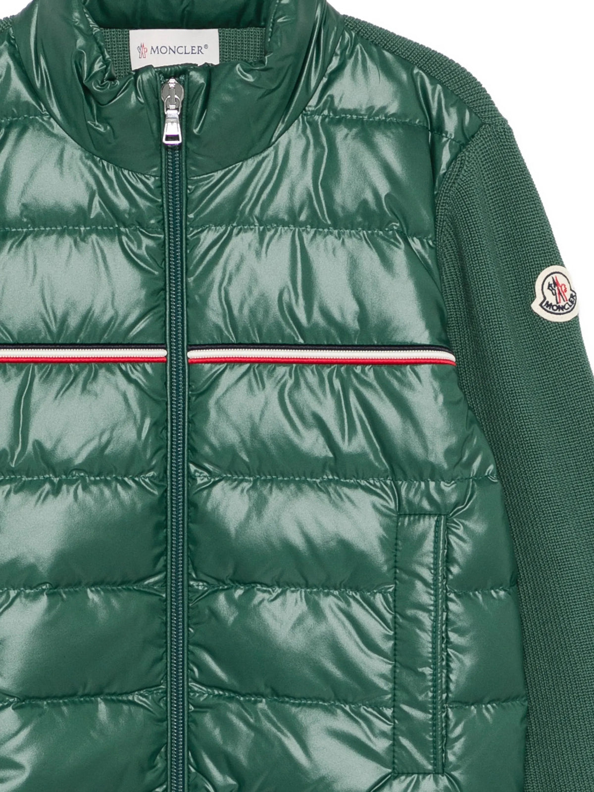 Tricolor padded cotton cardigan with zip