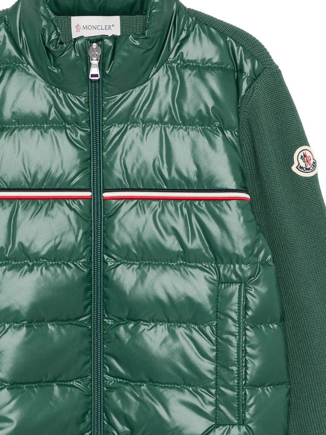 Tricolor padded cotton cardigan with zip