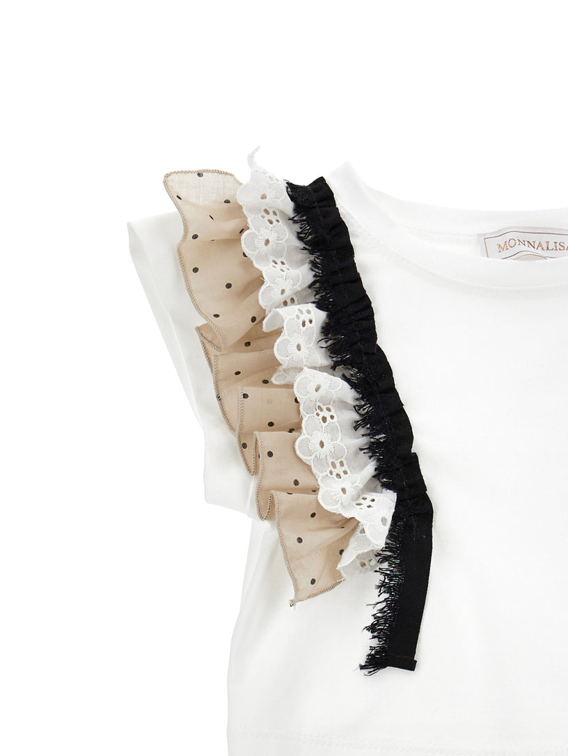 Matching top and skirt set with polka dot pattern