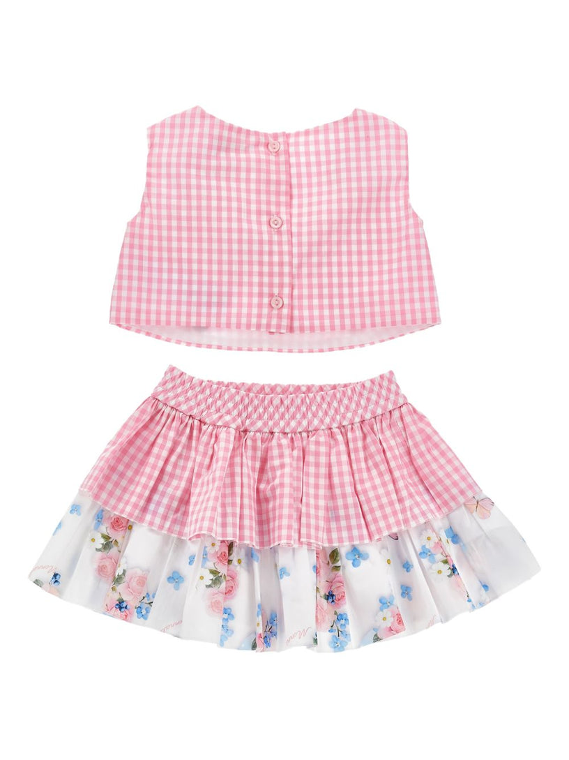 Gingham-pattern skirt set