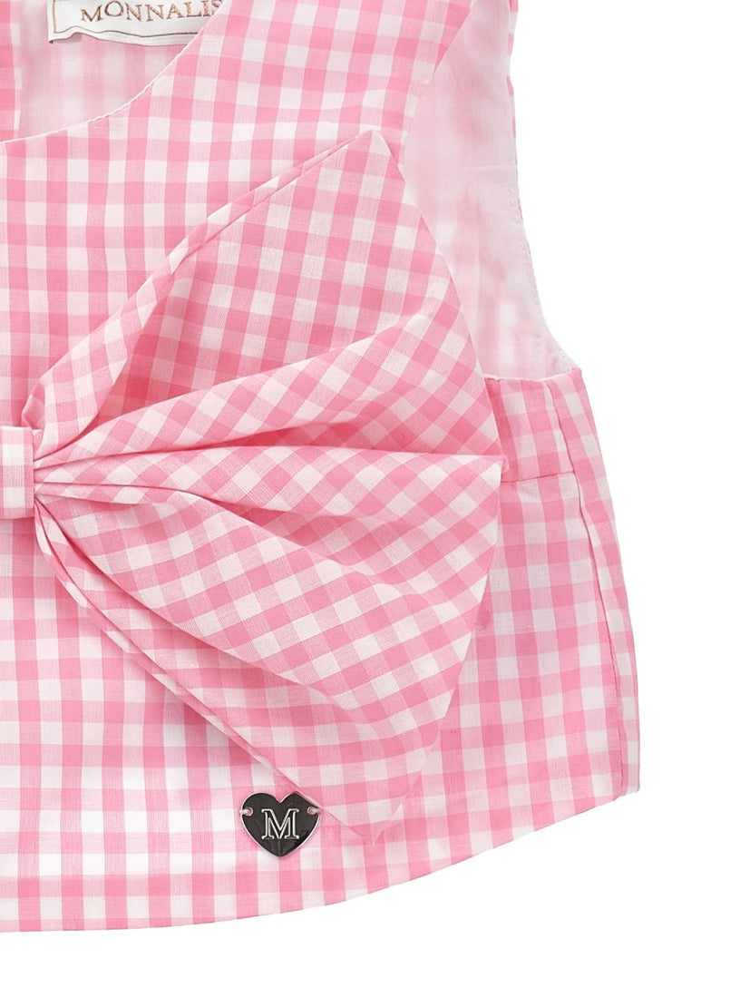 Gingham-pattern skirt set