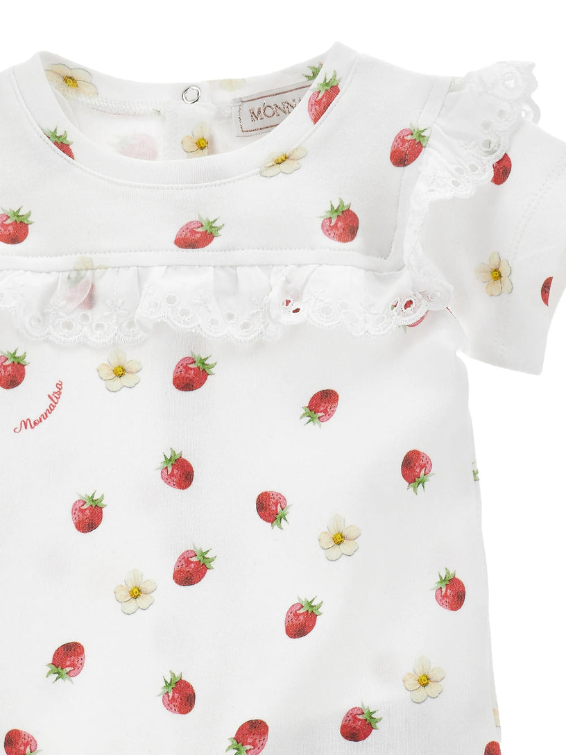 Strawberry and Lace Romper Set