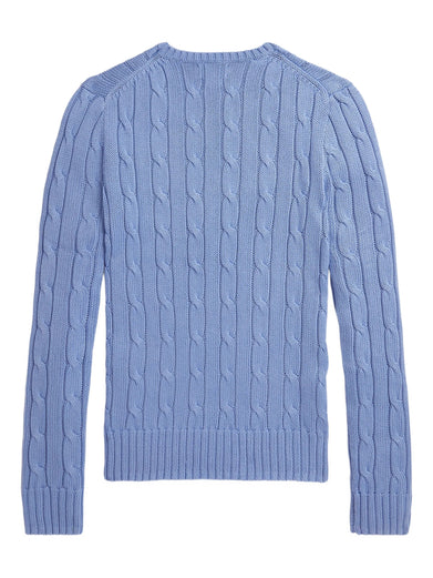 Crew neck sweater in cable knit cotton