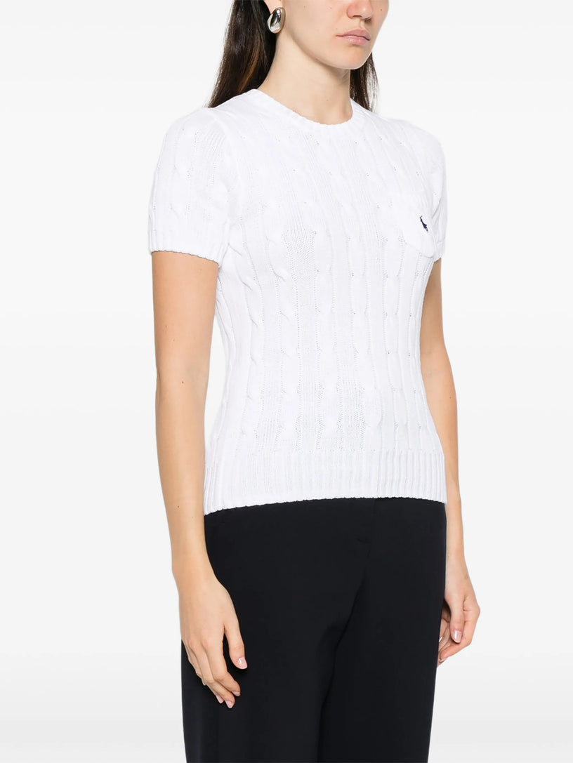 Short-sleeved cable-knit sweater