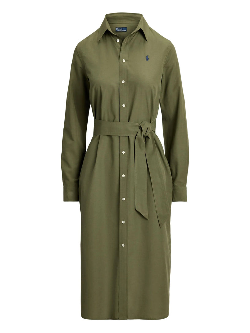 Cotton and linen shirt dress with belt
