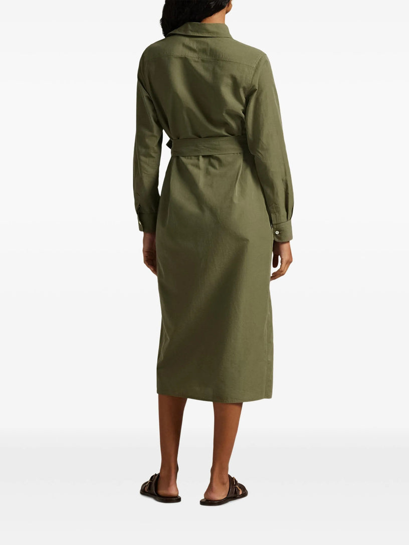 Cotton and linen shirt dress with belt