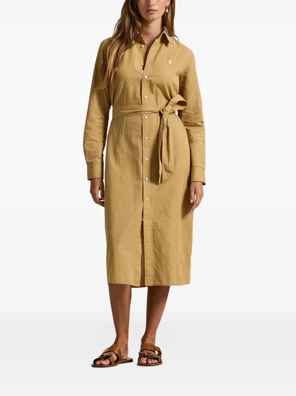 Shirt dress with belt