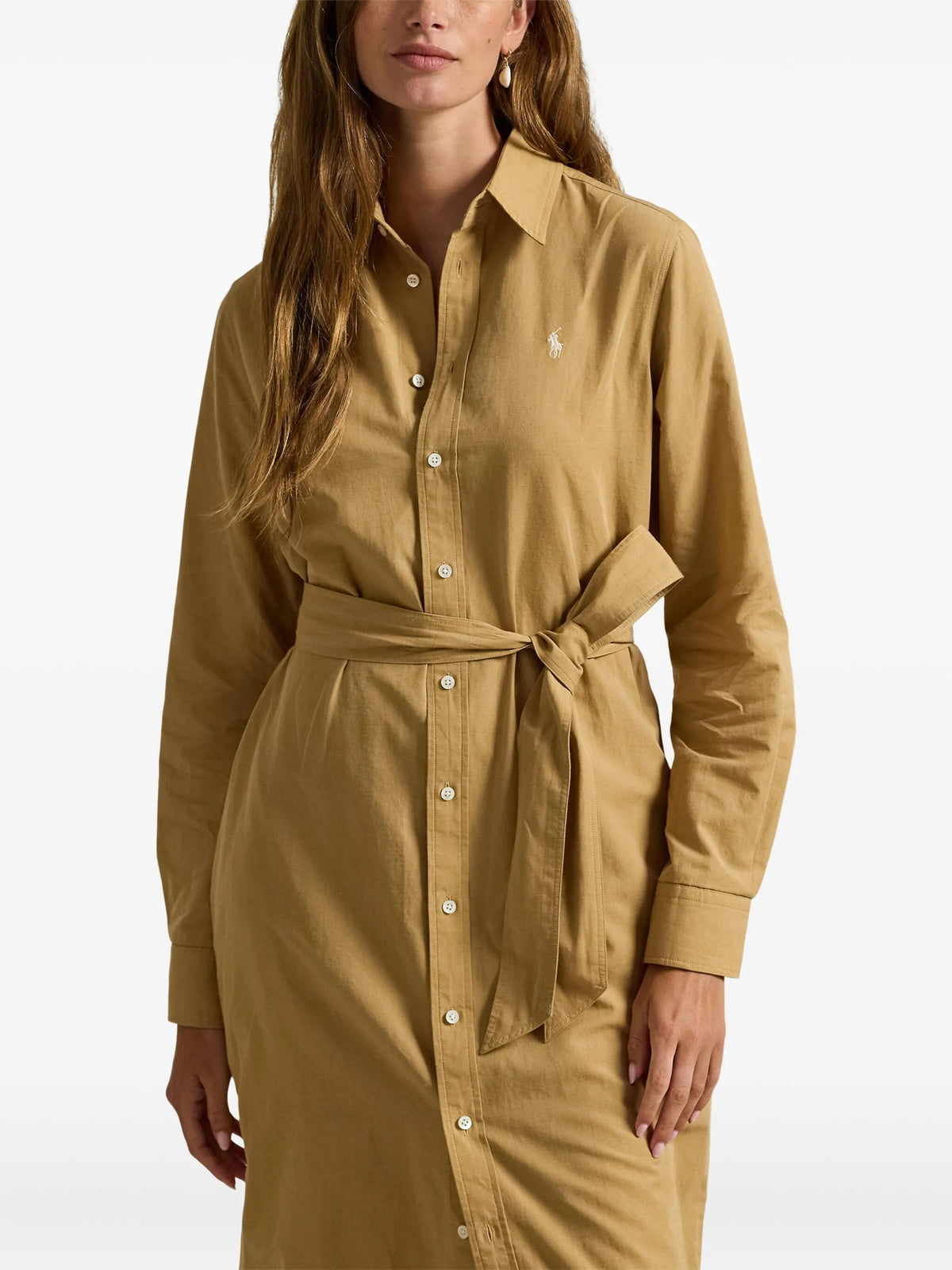 Shirt dress with belt