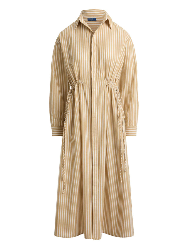 Striped Drawcord Shirtdress