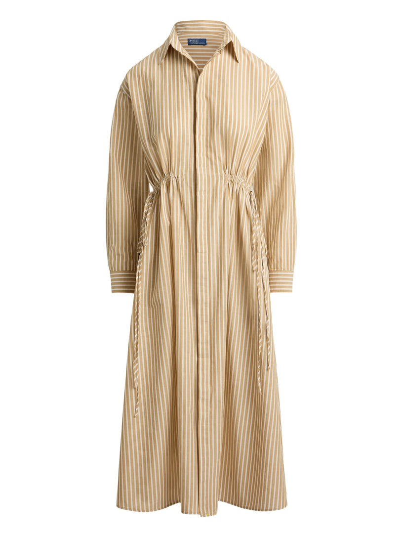 Striped Drawcord Shirtdress