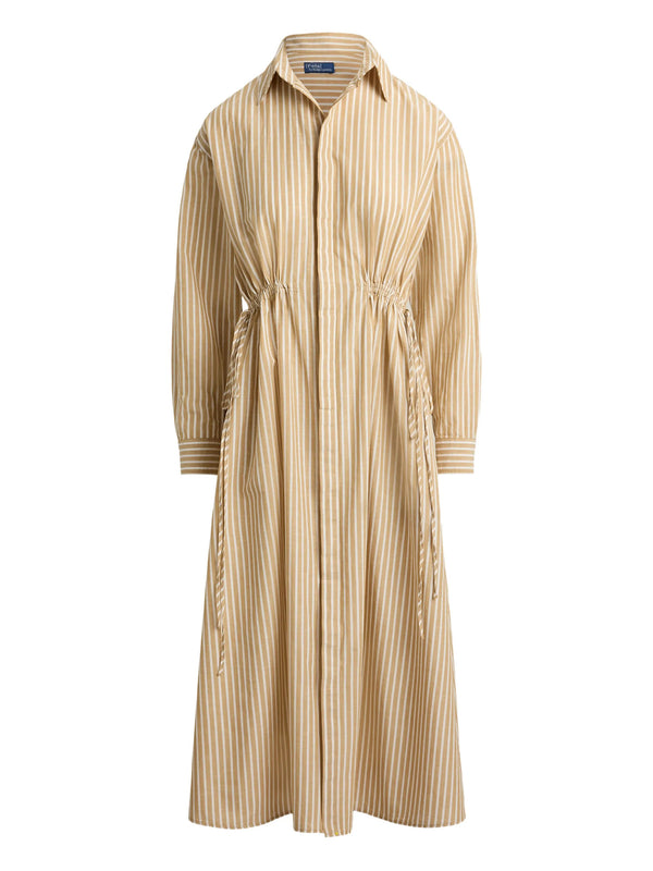 Striped Drawcord Shirtdress