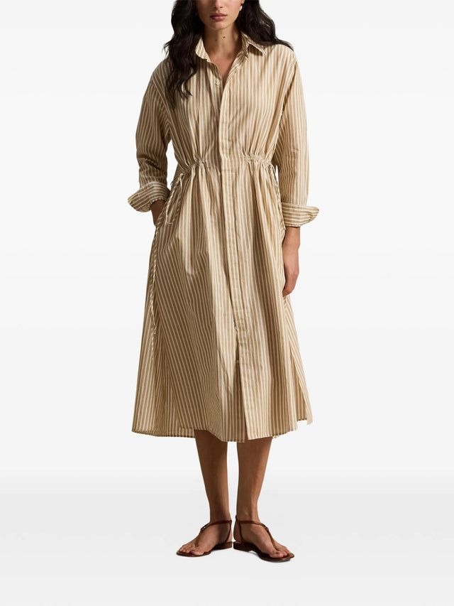 Striped Drawcord Shirtdress
