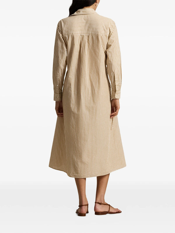 Striped Drawcord Shirtdress