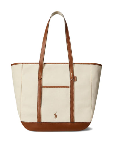 Medium canvas and leather tote shopper