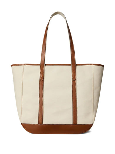 Medium canvas and leather tote shopper