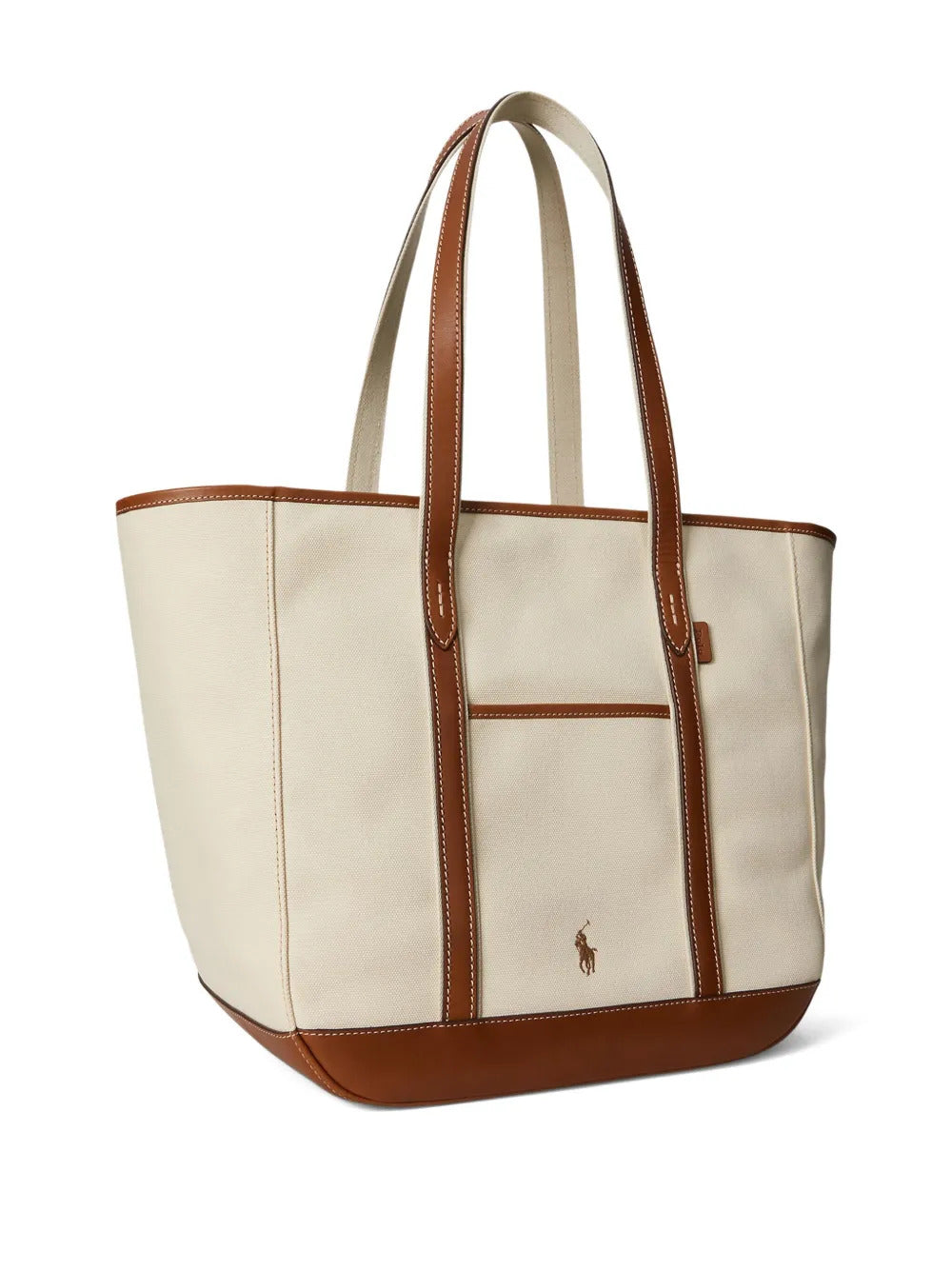 Medium canvas and leather tote shopper