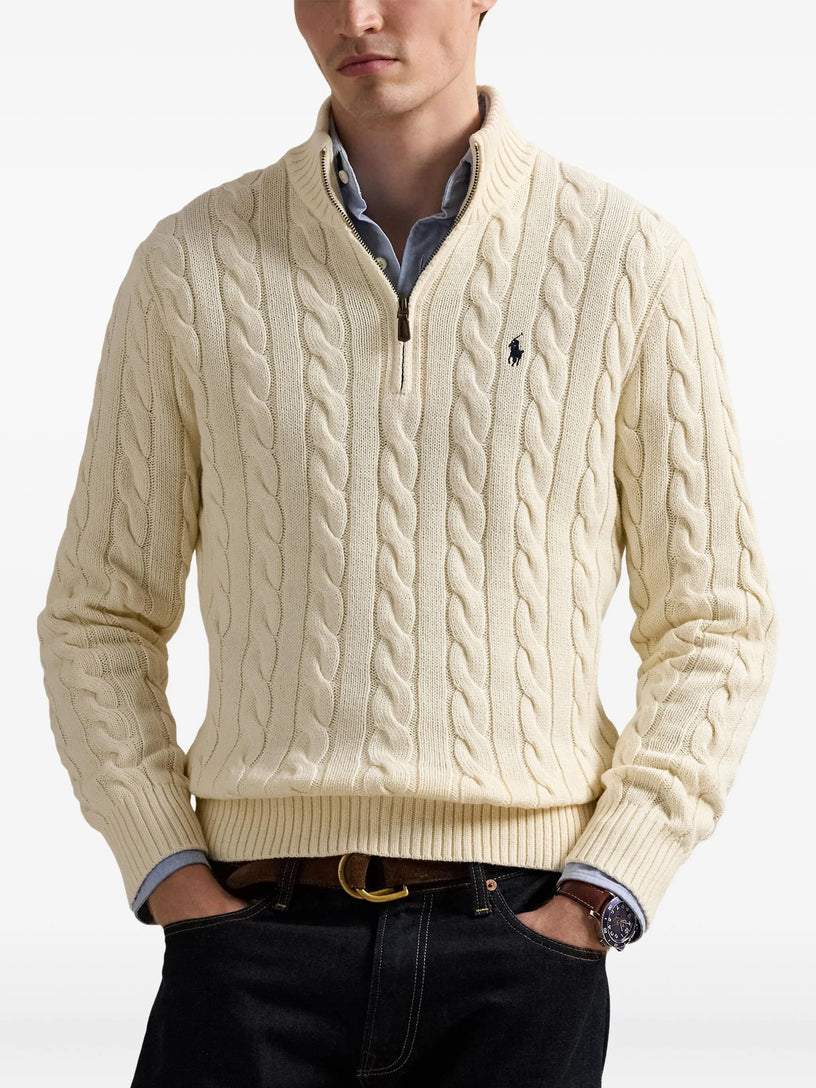 Cable-Knit Cotton Quarter-Zip Jumper