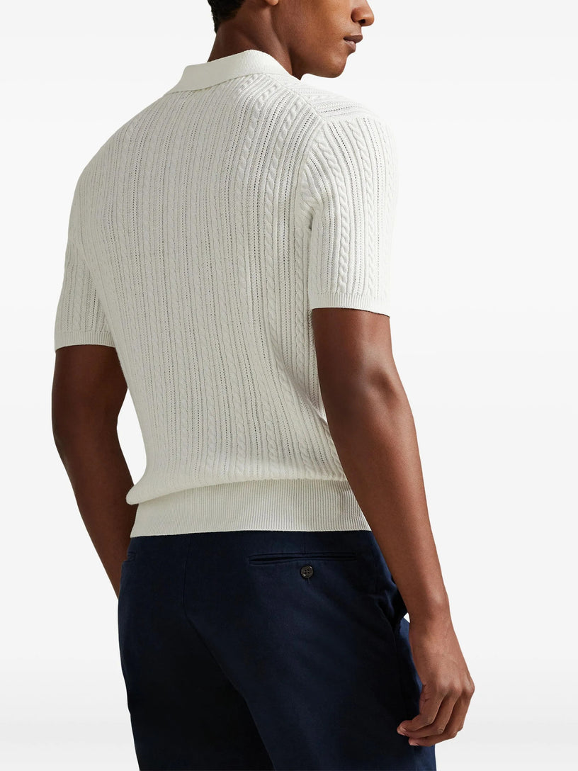 Maglia polo in cotone a trecce