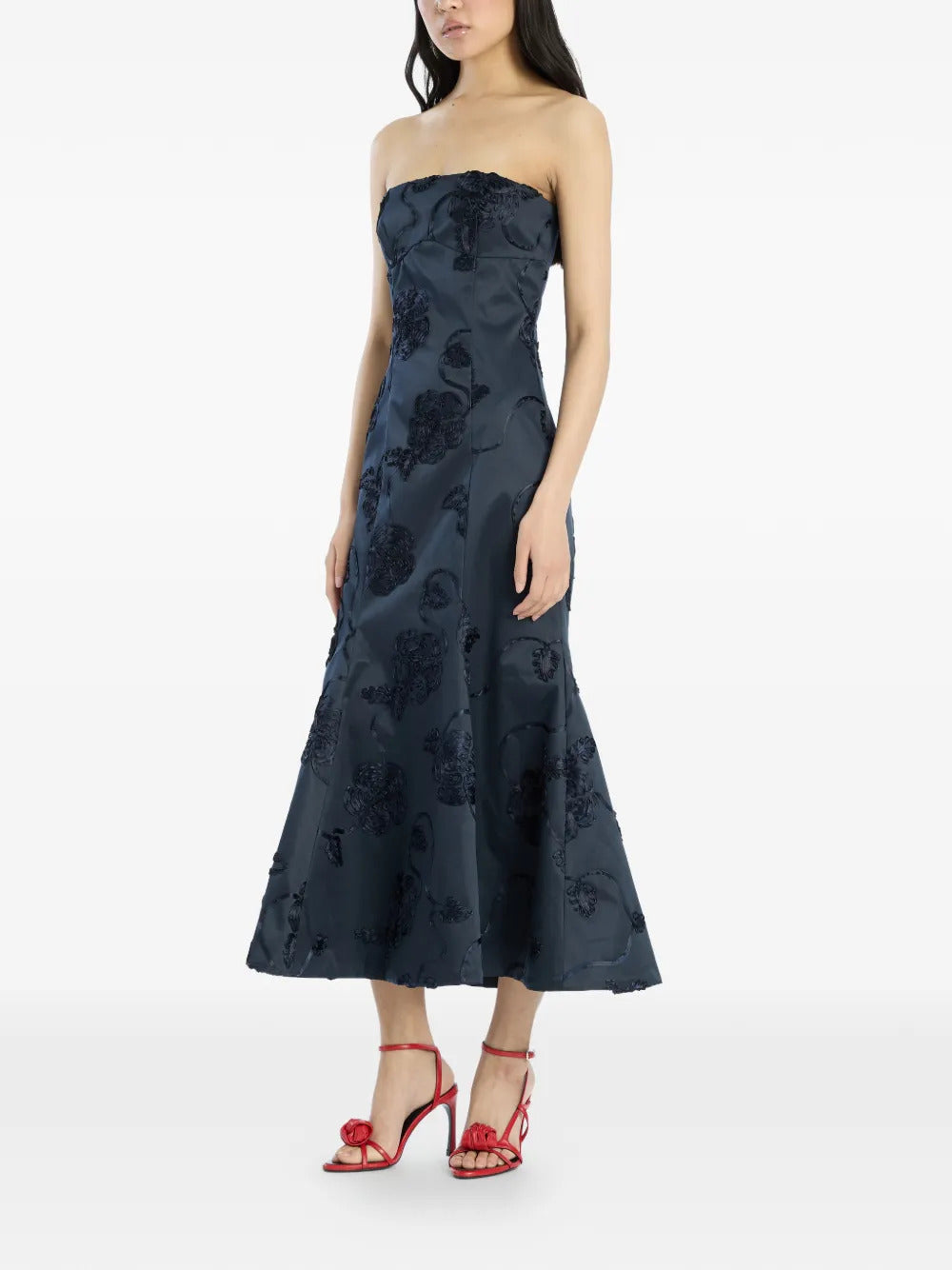 3d flower midi dress