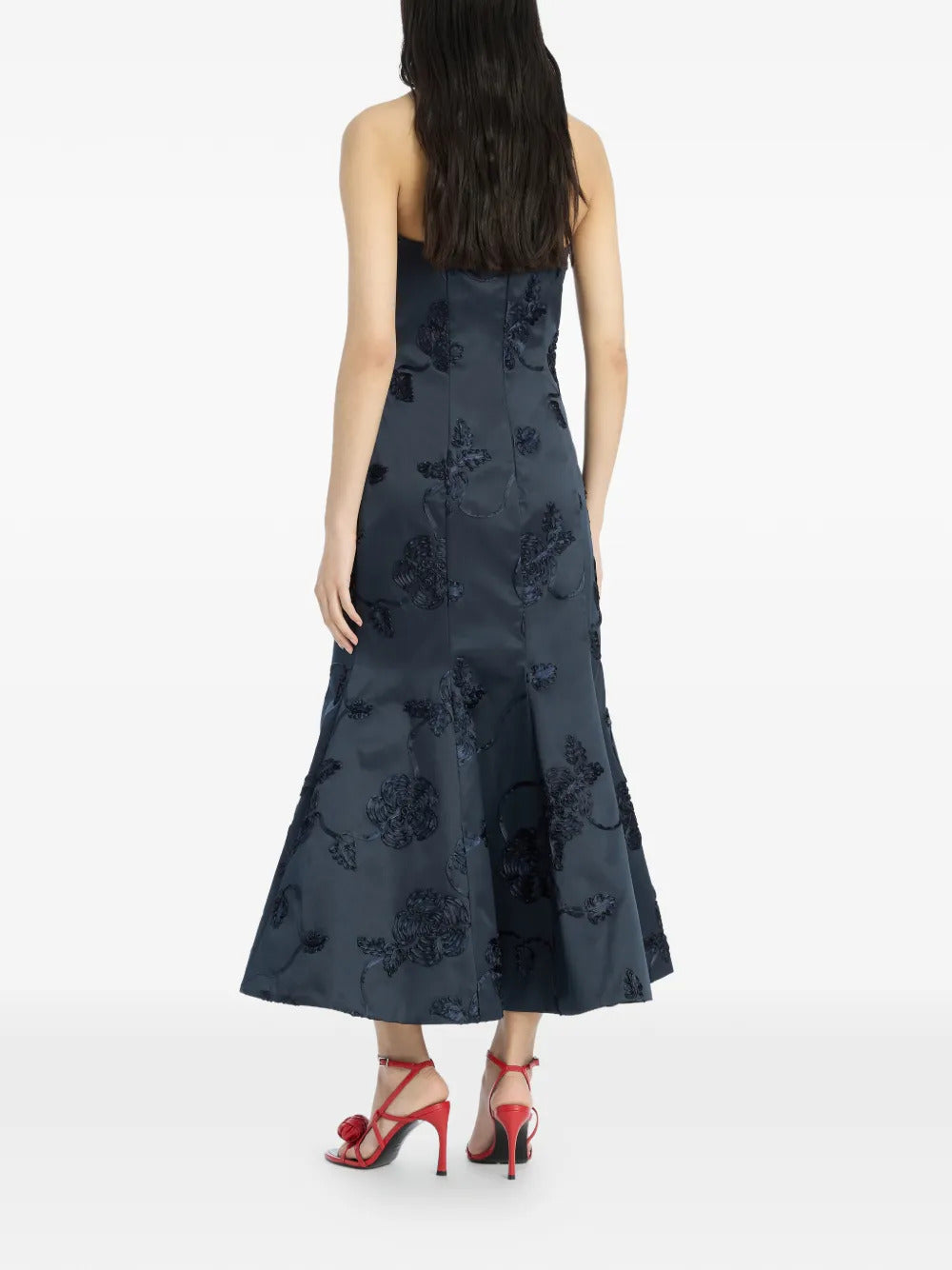 3d flower midi dress