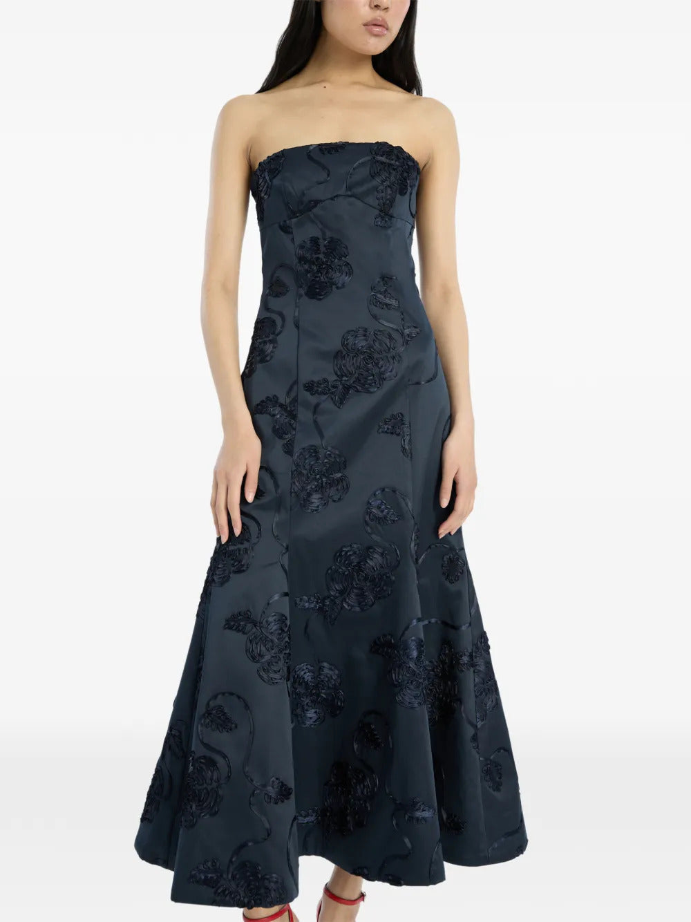 3d flower midi dress