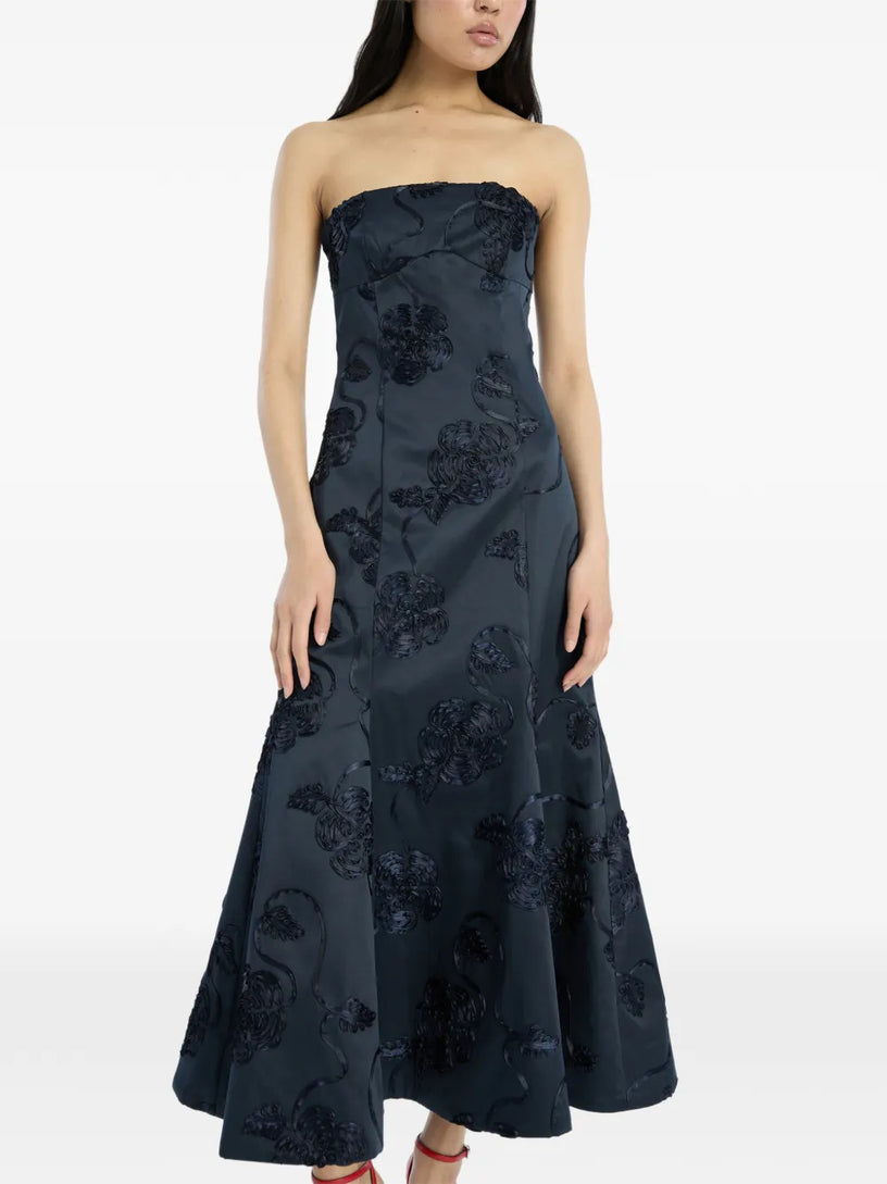 3d flower midi dress