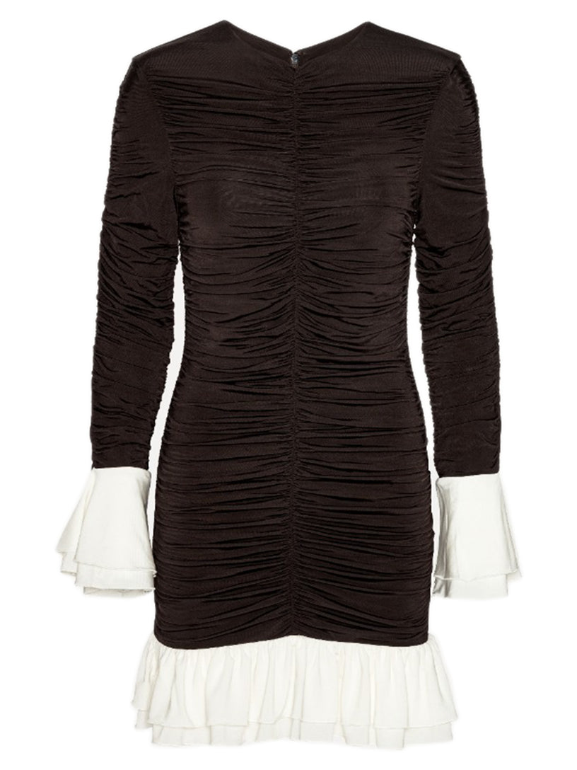 Long-sleeved ruffled mini dress