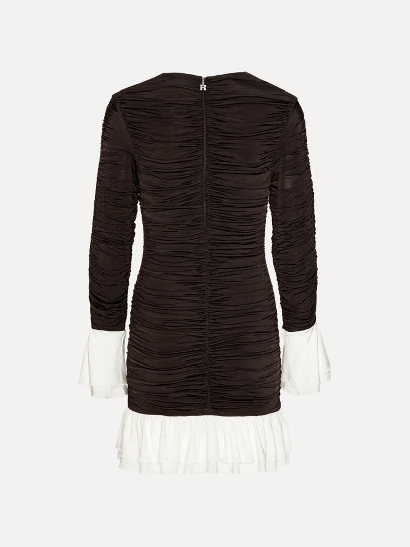 Long-sleeved ruffled mini dress