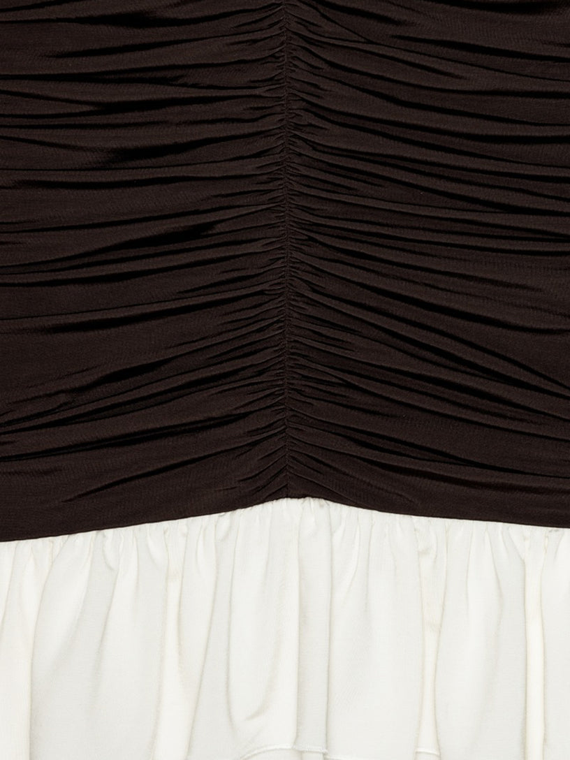 Long-sleeved ruffled mini dress