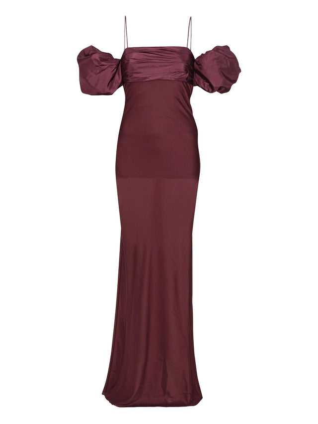 Chiffon dress with puffed sleeves