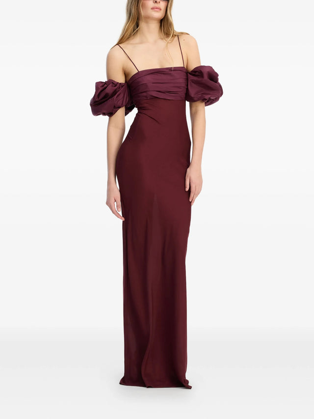 Chiffon dress with puffed sleeves
