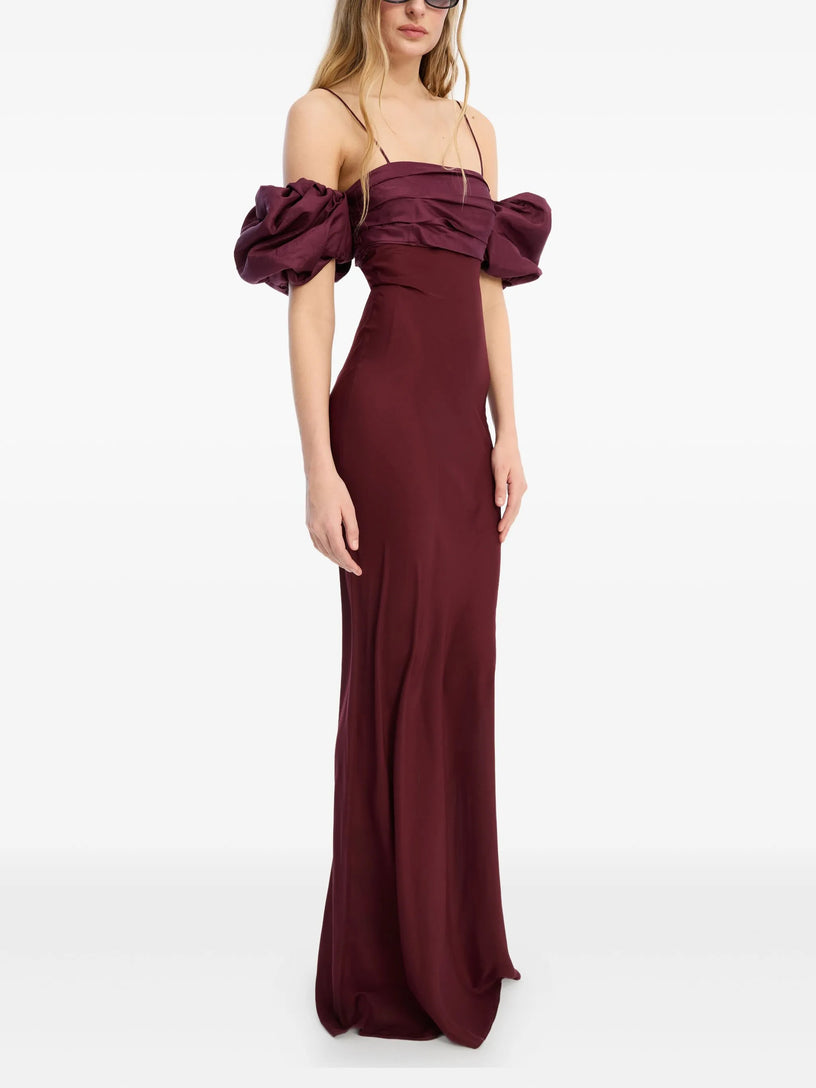 Chiffon dress with puffed sleeves