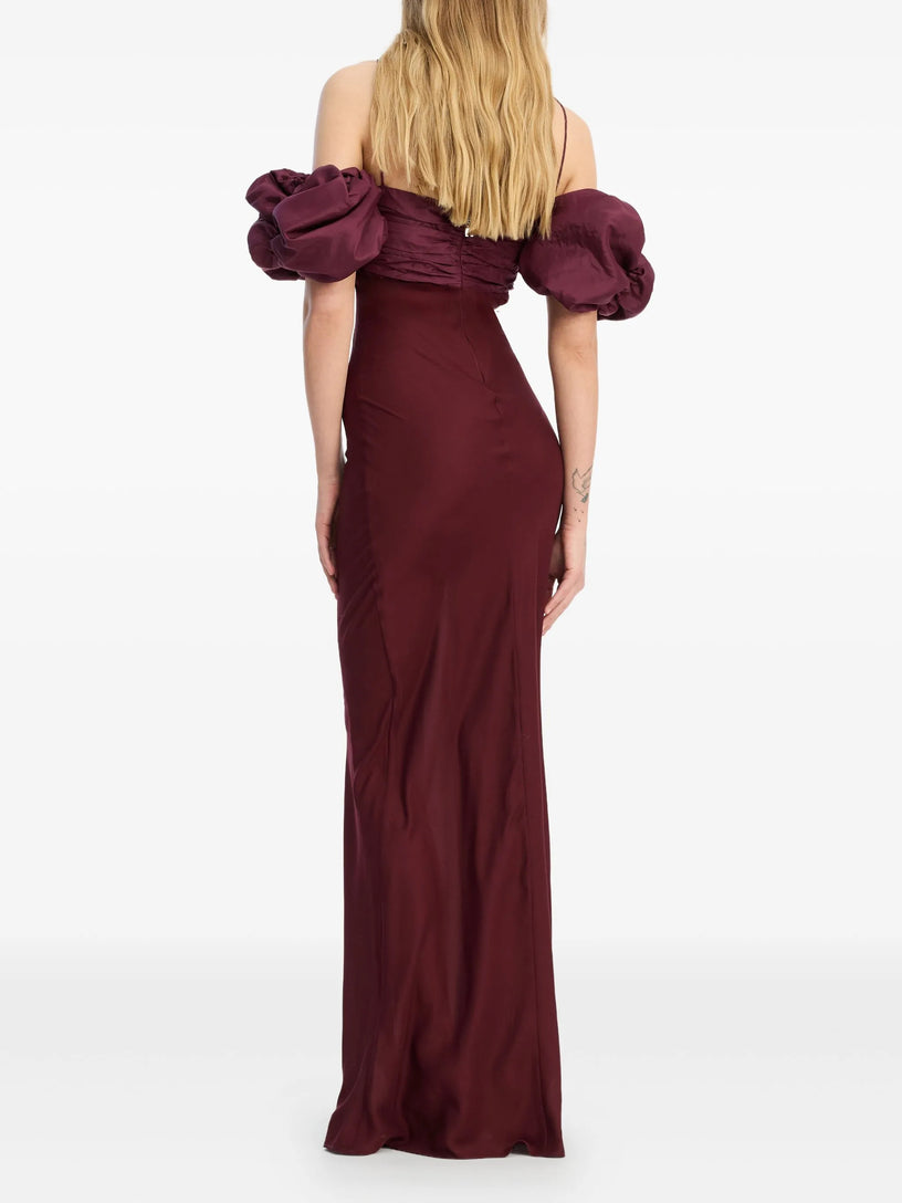 Chiffon dress with puffed sleeves