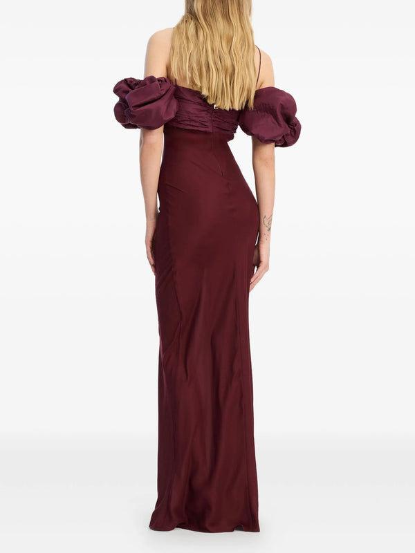 Chiffon dress with puffed sleeves