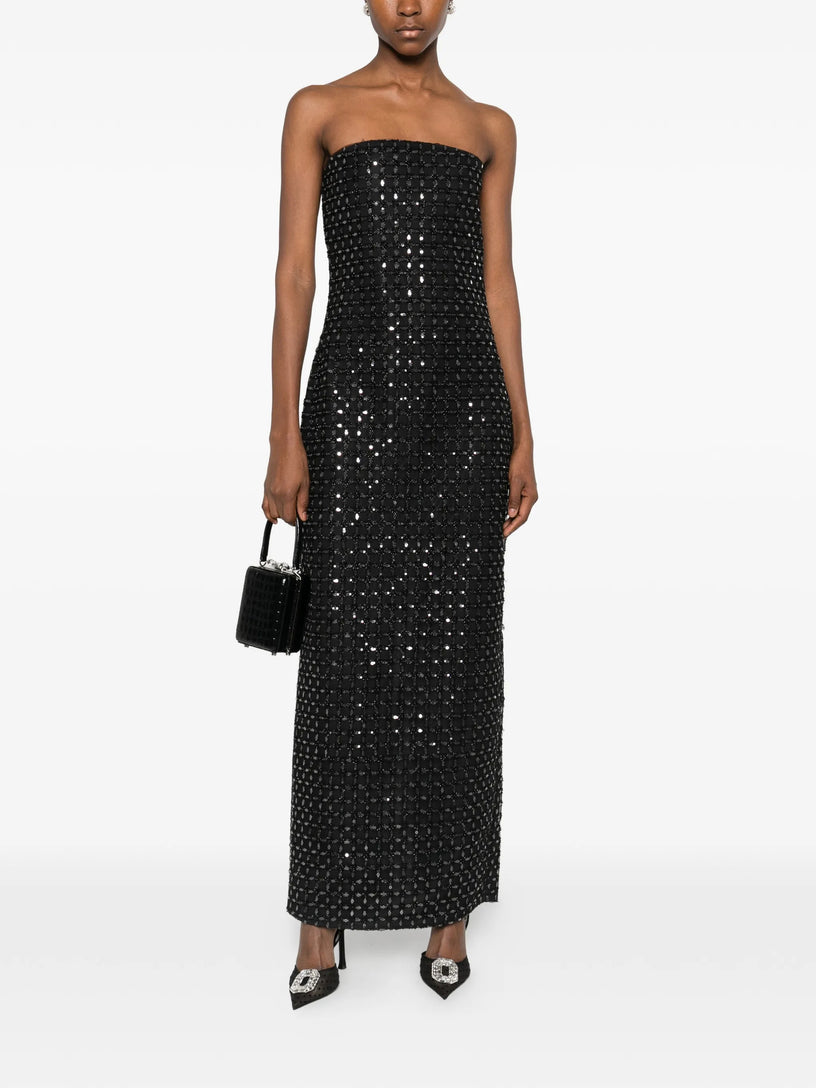 Beaded-embellishment maxi dress