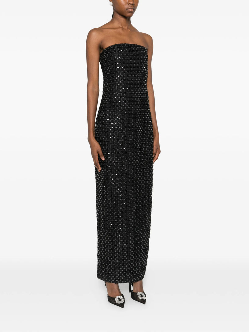 Beaded-embellishment maxi dress