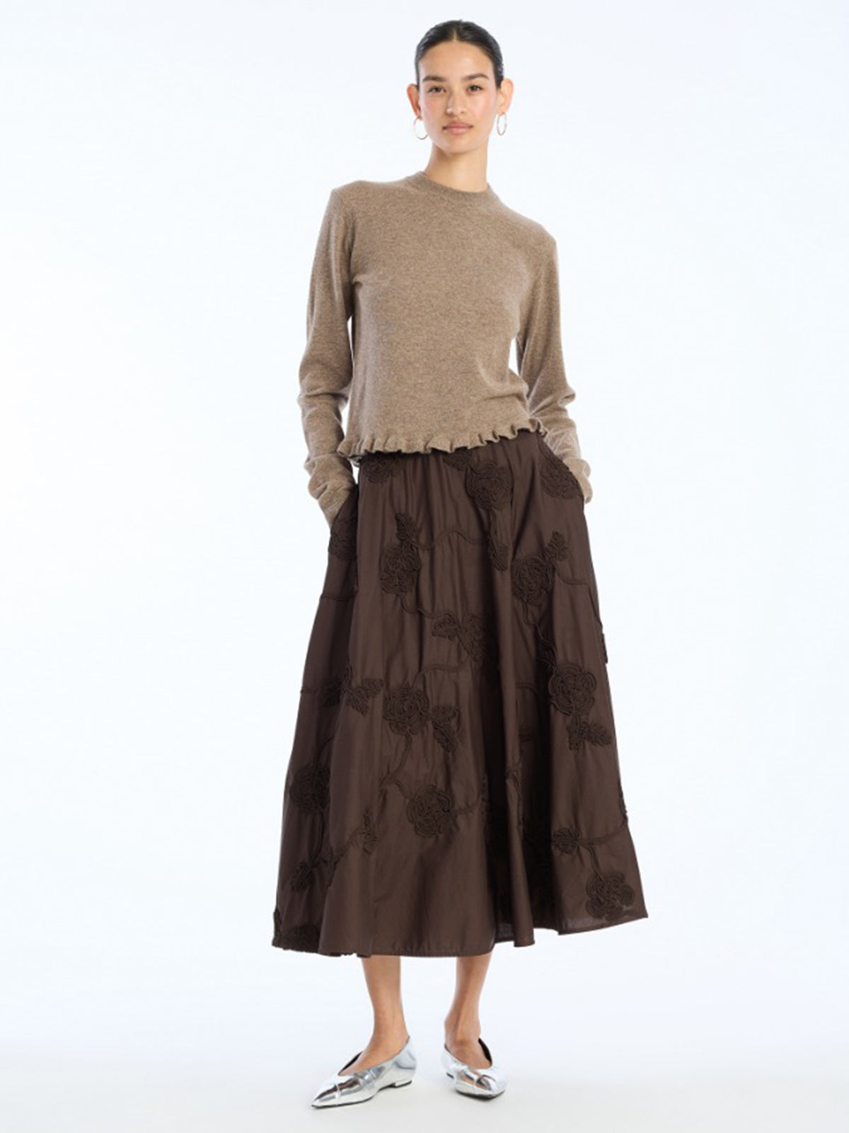 Flower midi skirt