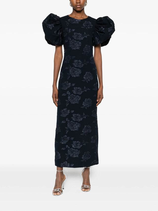 Jacquard puff maxi dress